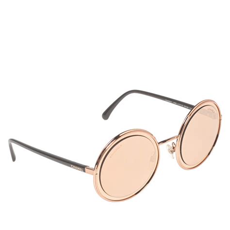 chanel round rose gold sunglasses|Chanel Rose Gold Tone/Pink Mirror 4226 117/4z Round Sunglasses.